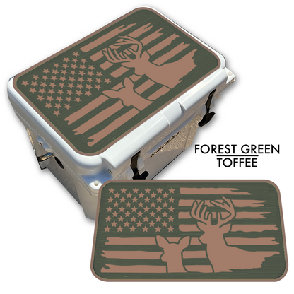 Buck & Doe Distressed Flag - Cooler Pad Top