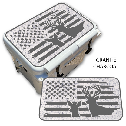 Buck & Doe Distressed Flag - Cooler Pad Top