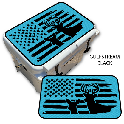 Buck & Doe Distressed Flag - Cooler Pad Top