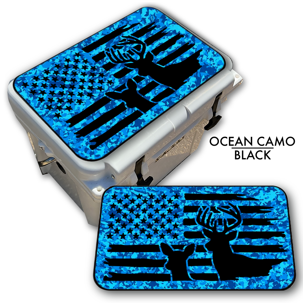Buck & Doe Distressed Flag - Cooler Pad Top