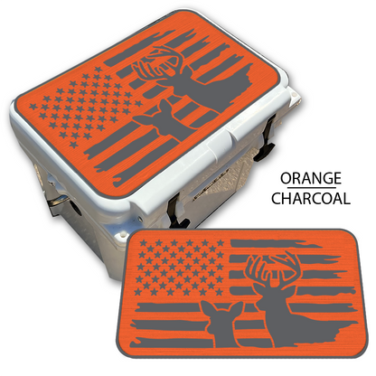 Buck & Doe Distressed Flag - Cooler Pad Top
