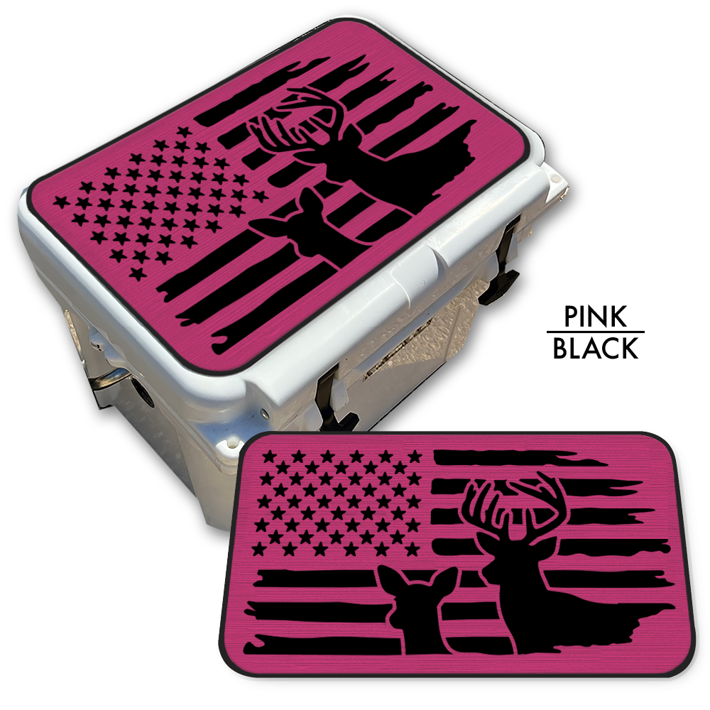 Buck & Doe Distressed Flag - Cooler Pad Top