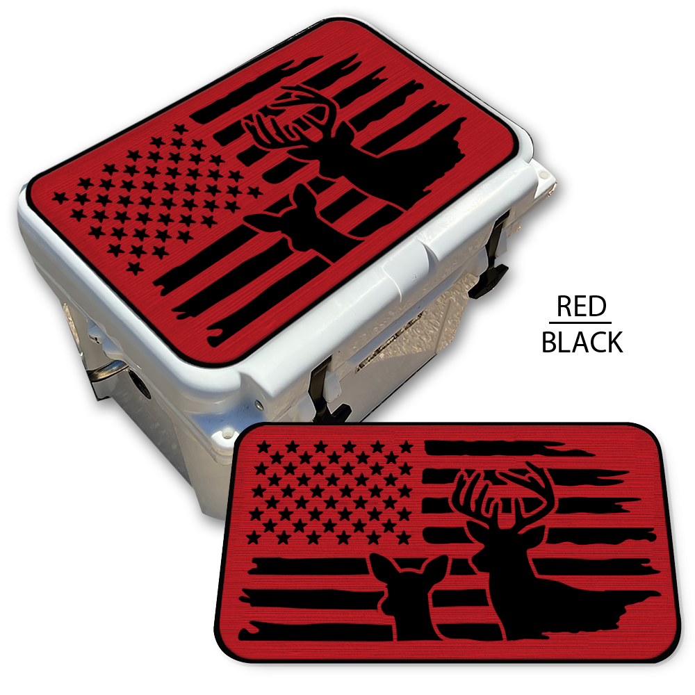 Buck & Doe Distressed Flag - Cooler Pad Top