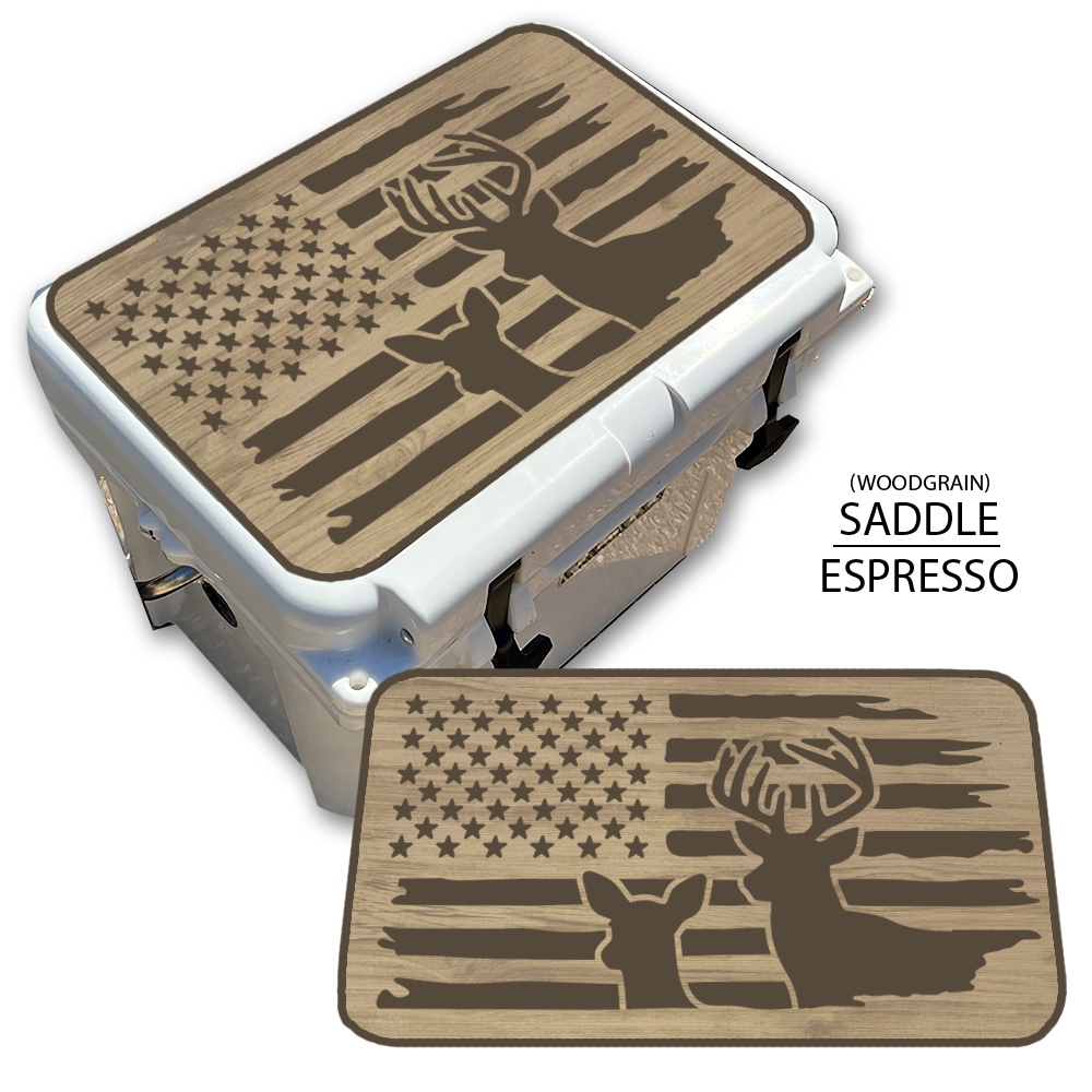 Buck & Doe Distressed Flag - Cooler Pad Top
