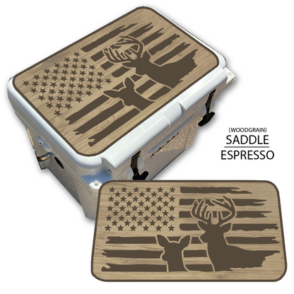 Buck & Doe Distressed Flag - Cooler Pad Top