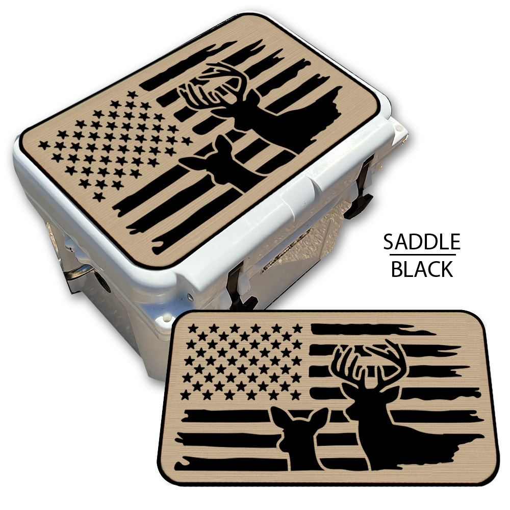 Buck & Doe Distressed Flag - Cooler Pad Top