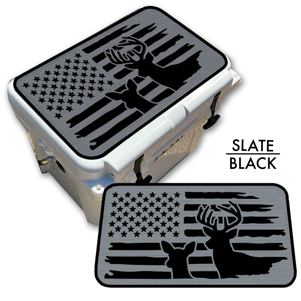 Buck & Doe Distressed Flag - Cooler Pad Top