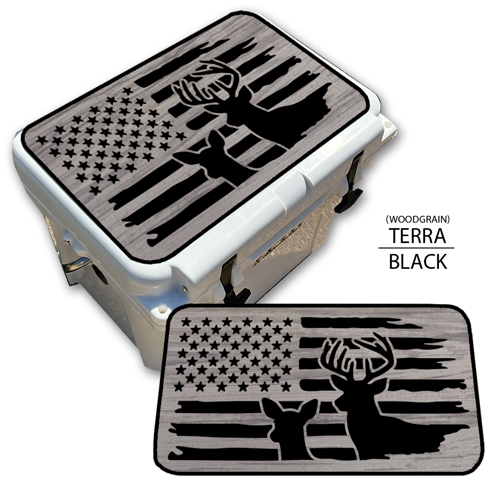 Buck & Doe Distressed Flag - Cooler Pad Top