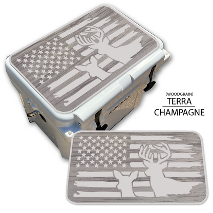 Buck & Doe Distressed Flag - Cooler Pad Top