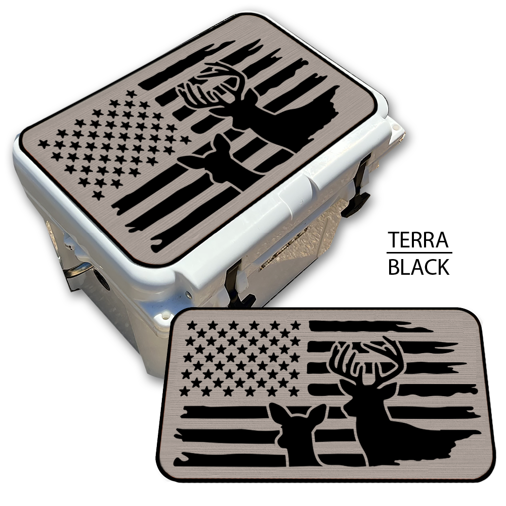 Buck & Doe Distressed Flag - Cooler Pad Top