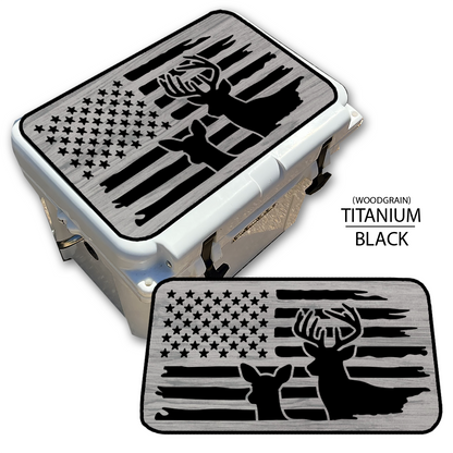 Buck & Doe Distressed Flag - Cooler Pad Top