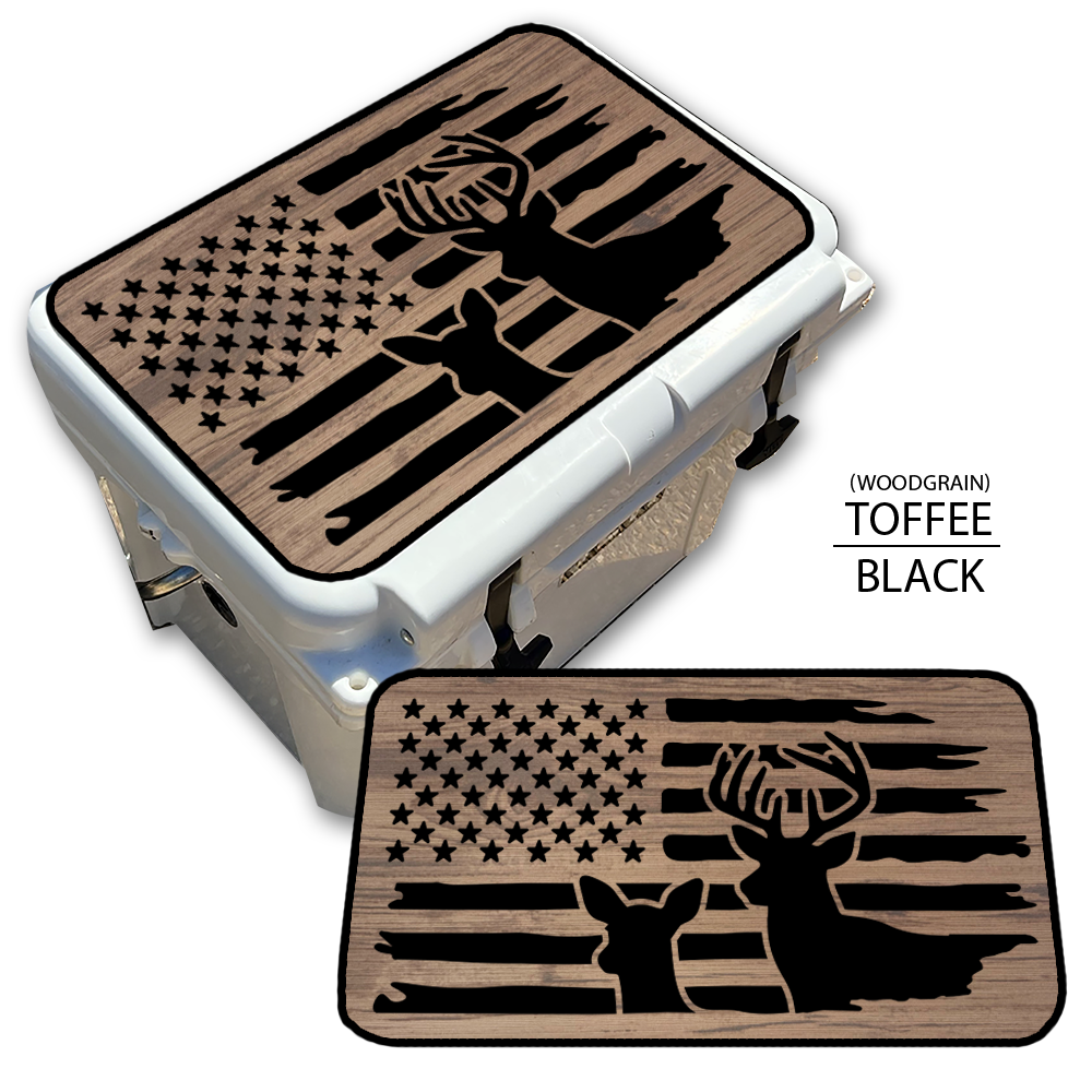 Buck & Doe Distressed Flag - Cooler Pad Top