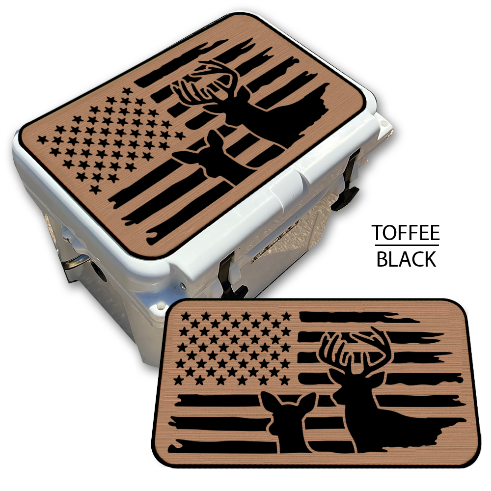 Buck & Doe Distressed Flag - Cooler Pad Top