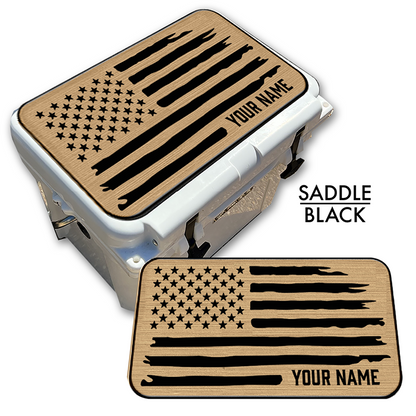 Distressed American Flag (Name or Blank)- Cooler Pad TOP