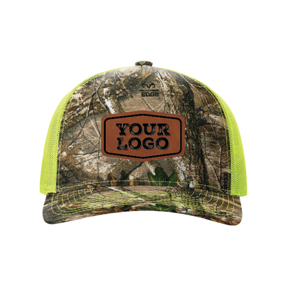 Camo Velcro Hat - Laser Engraved Faux Leather