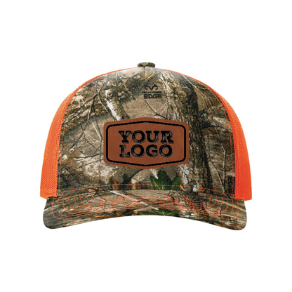 Camo Velcro Hat - Laser Engraved Faux Leather