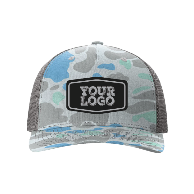 Camo Velcro Hat - Laser Engraved Faux Leather
