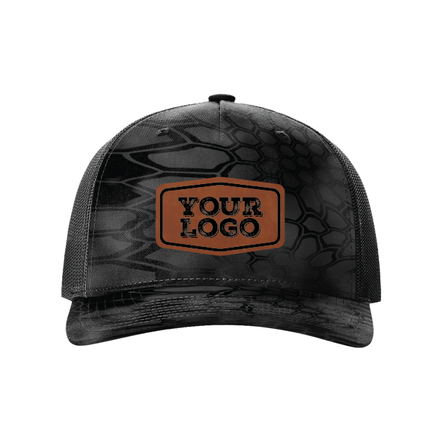 Camo Richardson Snap Hat - Laser Engraved Faux Leather
