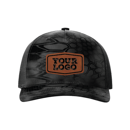 Camo Richardson Snap Hat - Laser Engraved Faux Leather