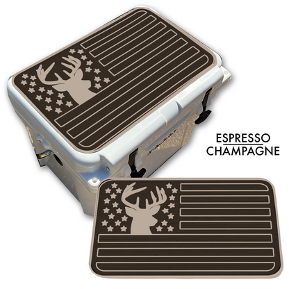 Deer Silhouette American Flag - Cooler Pad Top