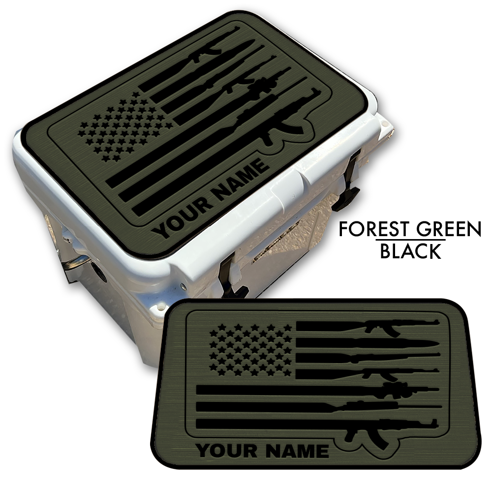 American Flag and Guns - Cooler Pad Top with NAME