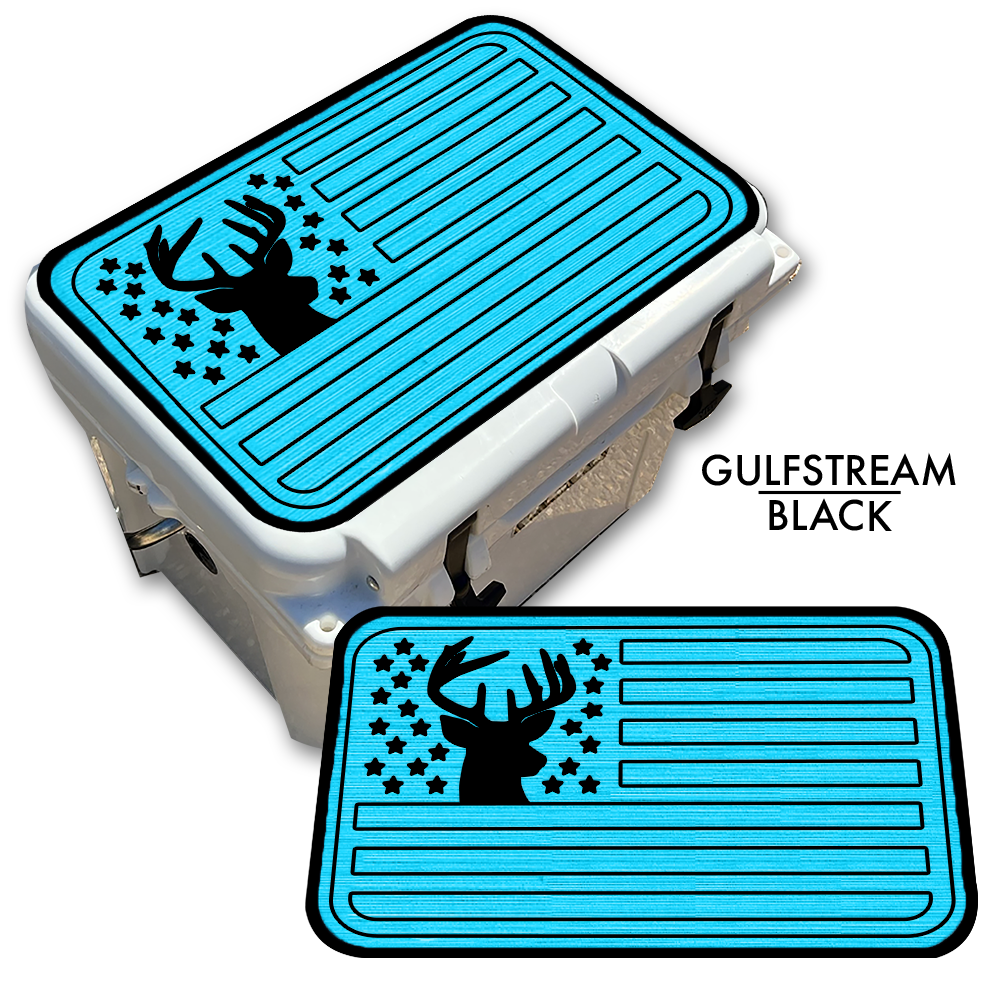 Deer Silhouette American Flag - Cooler Pad Top