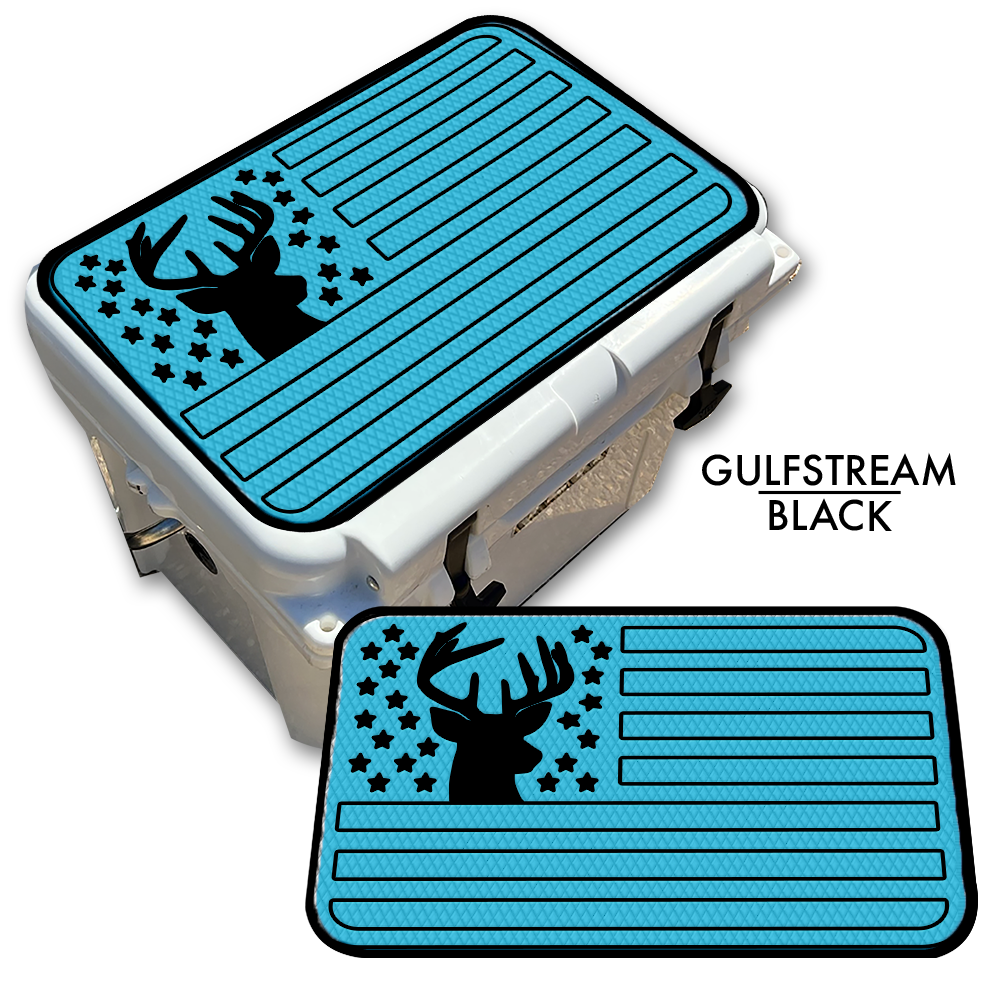 Deer Silhouette American Flag - Cooler Pad Top