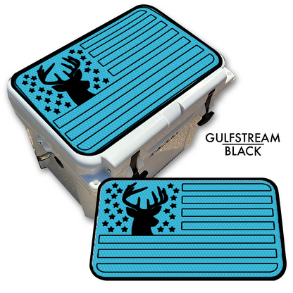 Deer Silhouette American Flag - Cooler Pad Top