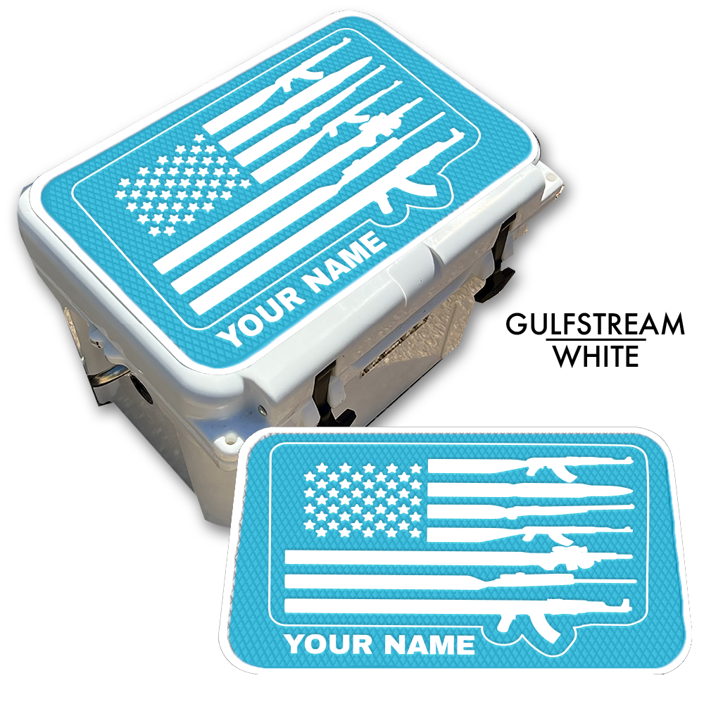 American Flag and Guns - Cooler Pad Top with NAME