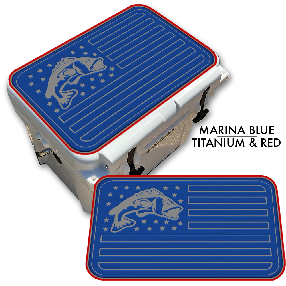 Bass Fish American Flag - Cooler Pad Top