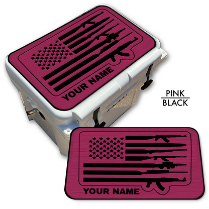 American Flag and Guns - Cooler Pad Top with NAME