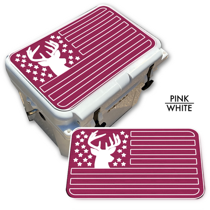 Deer Silhouette American Flag - Cooler Pad Top