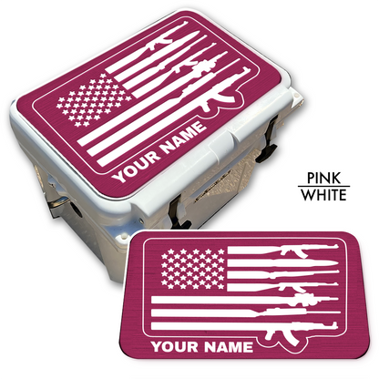 American Flag and Guns - Cooler Pad Top with NAME