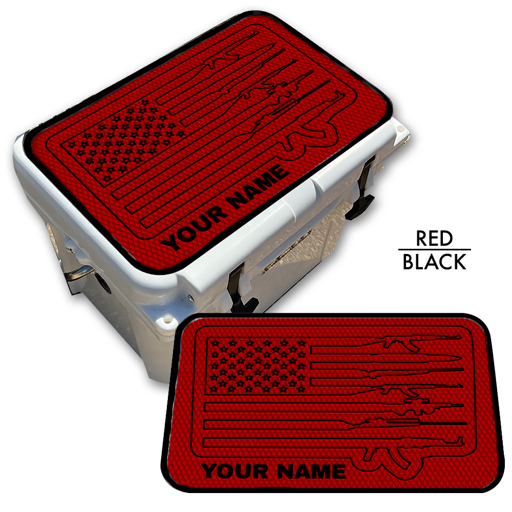 American Flag and Guns - Cooler Pad Top with NAME