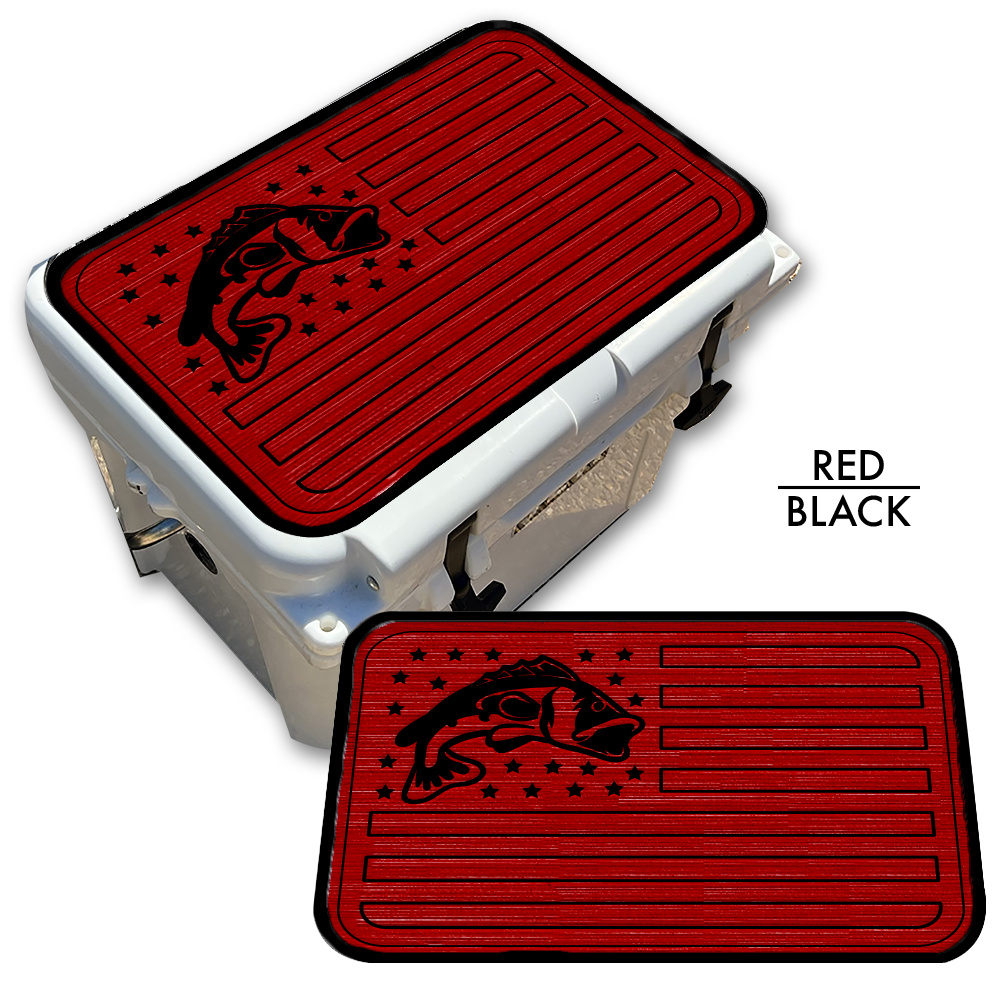 Bass Fish American Flag - Cooler Pad Top