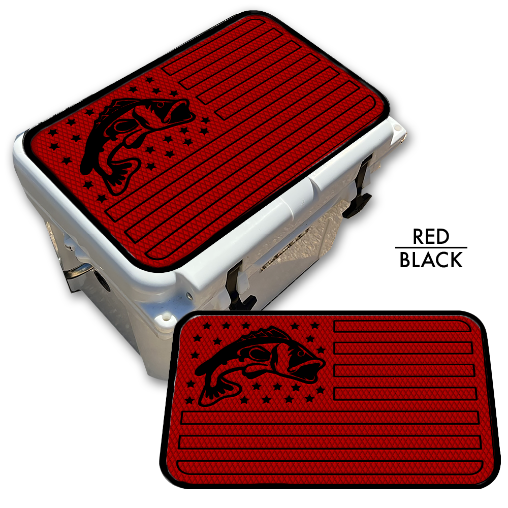 Bass Fish American Flag - Cooler Pad Top | Decked Out Factory Bass Fish American Flag - Cooler Pad Top | Decked Out Factory