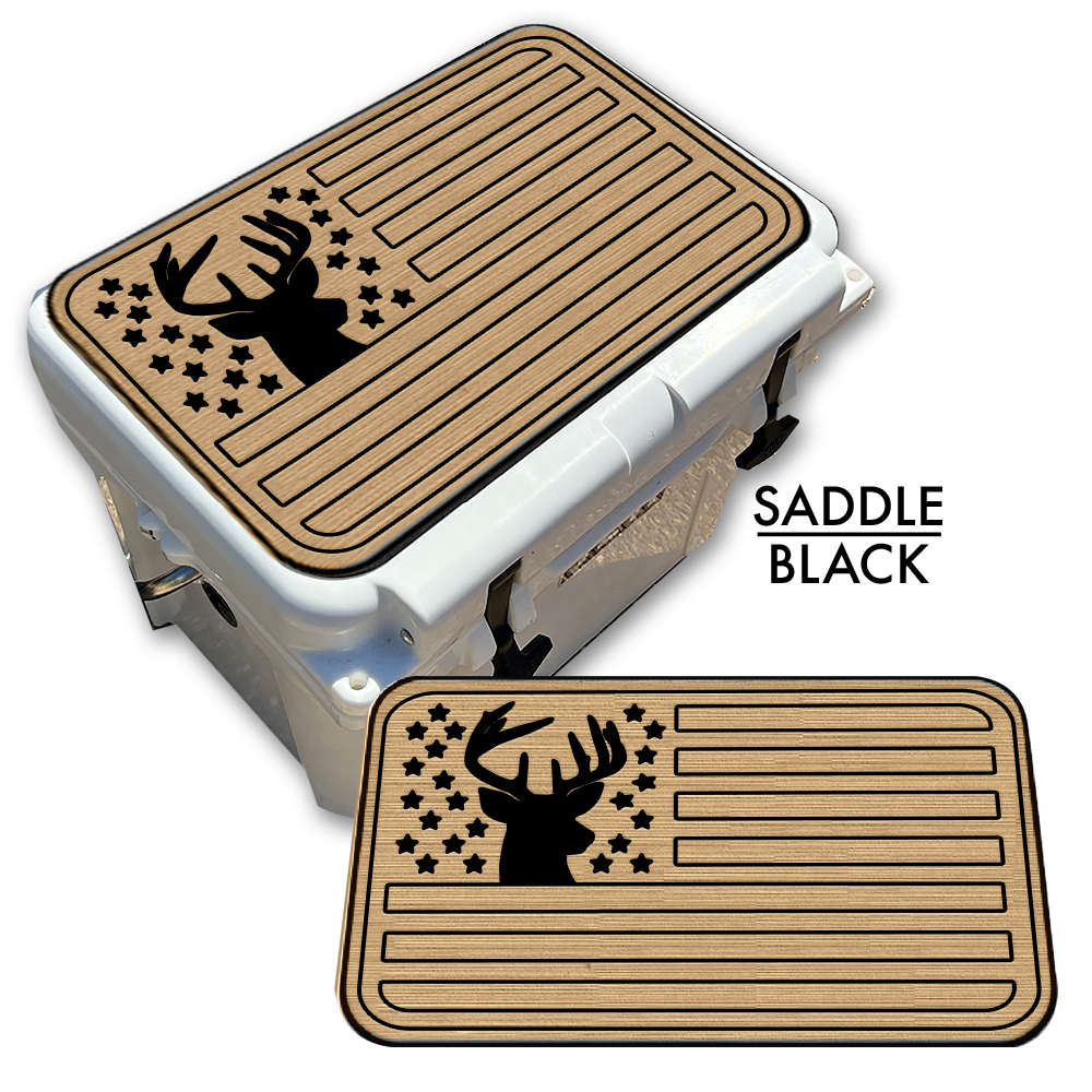 Deer Silhouette American Flag - Cooler Pad Top