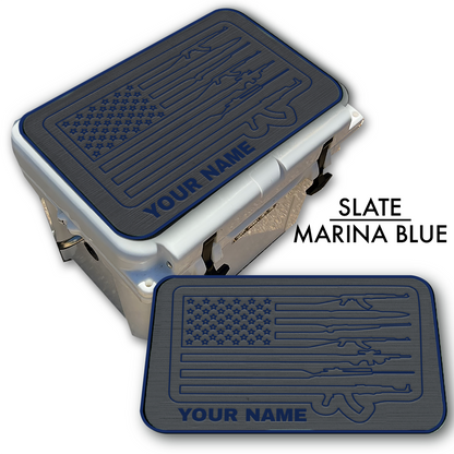 American Flag and Guns - Cooler Pad Top with NAME