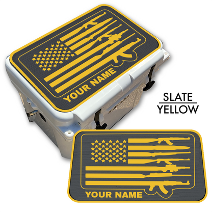 American Flag and Guns - Cooler Pad Top with NAME