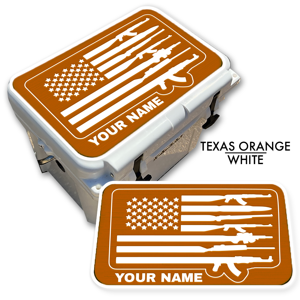 American Flag and Guns - Cooler Pad Top with NAME