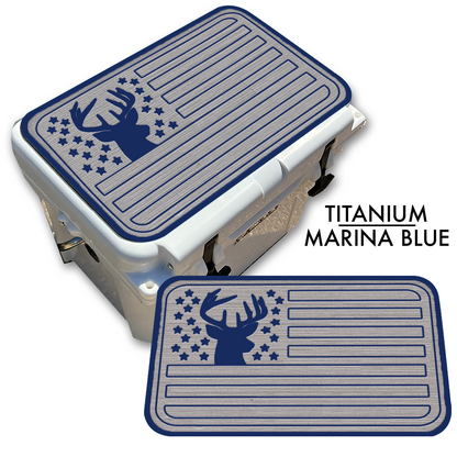 Deer Silhouette American Flag - Cooler Pad Top