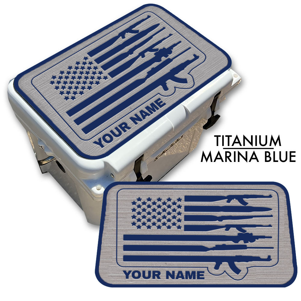 American Flag and Guns - Cooler Pad Top with NAME