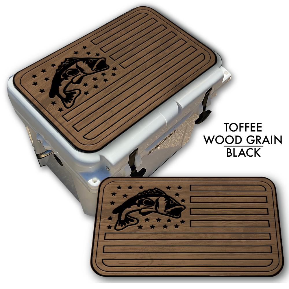 Bass Fish American Flag - Cooler Pad Top