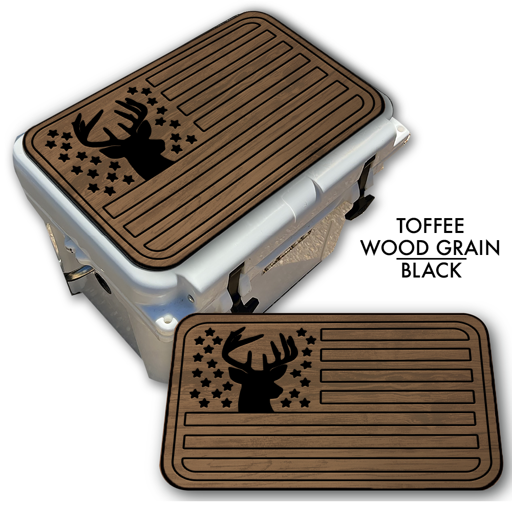 Deer Silhouette American Flag - Cooler Pad Top